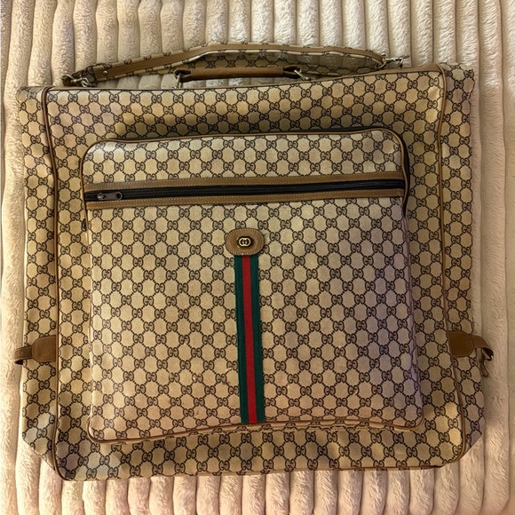 Gucci Other - Vintage Gucci GG Supreme Canvas Garment Bag with Signature Red and Green Stripe.